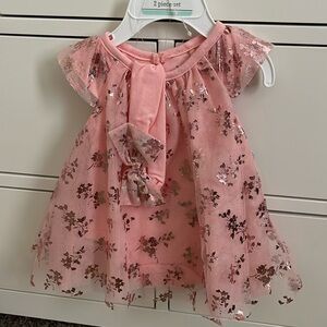 BEAUTIFUL PINK DRESS WITH HEADBAND FOR BABY GIRL